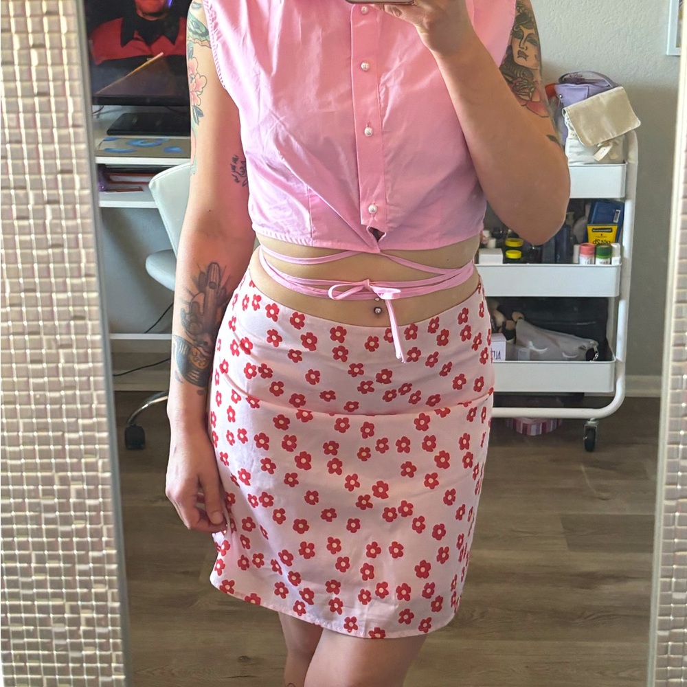 SHEIN Pink Floral Skirt